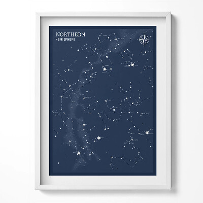 Obraz w ramce Ilustracja gwiazdozbiorów na niebie półkuli północnej