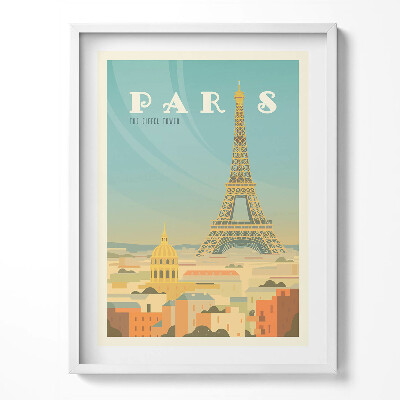 Obraz w ramce Ilustracja Paryża i wieży Eiffla