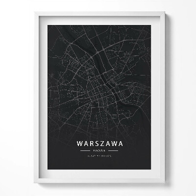 Obraz w ramce Mapa miasta Warszawa stolicy Polski
