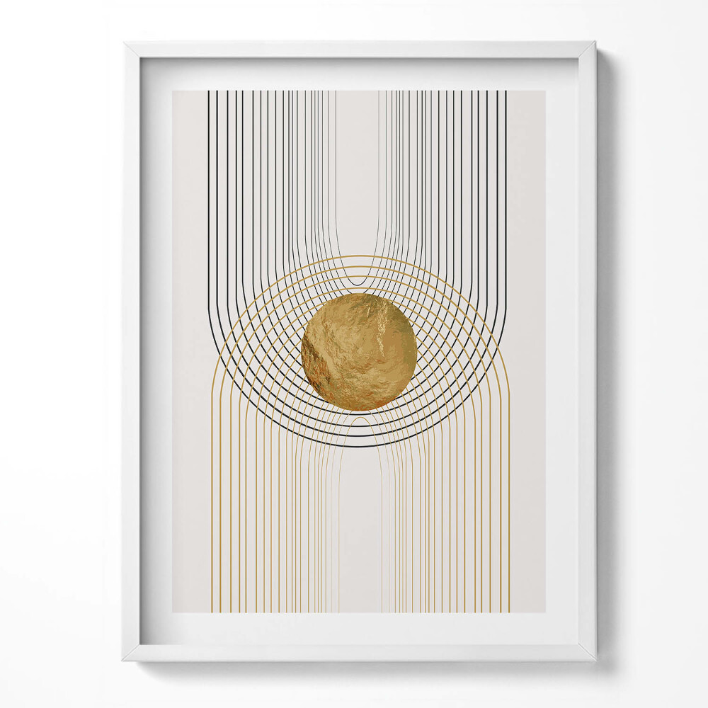 Obraz w ramce Boho abstrakcyjne minimalistyczne kształty ze złotem