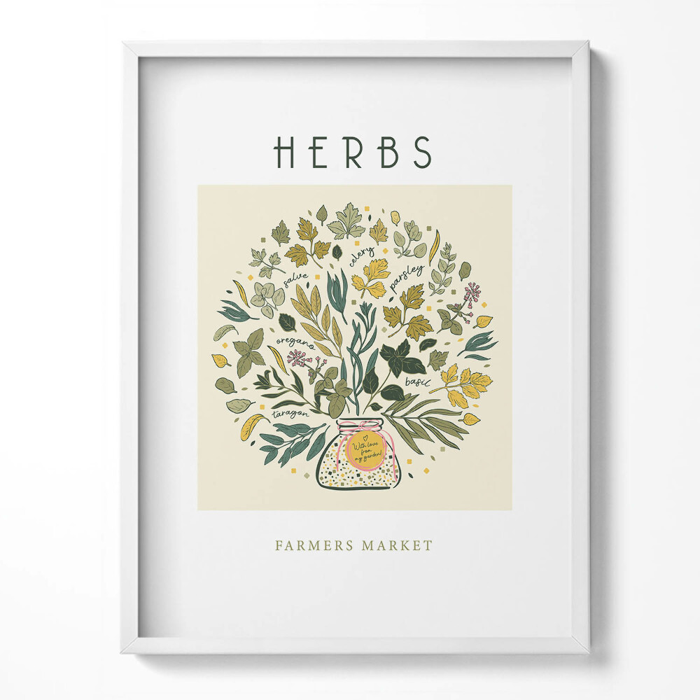 Obraz w ramce Ilustracja ziół