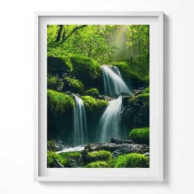 Obraz w ramce Wodospady w środku lasu