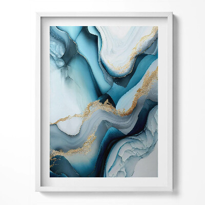 Obraz w ramce Płynna tekstura marmuru ze złotem
