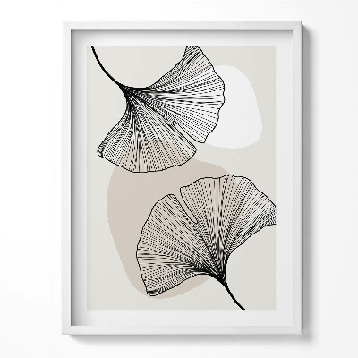 Obraz w ramce Linearne liście miłorzędbu w stylu boho