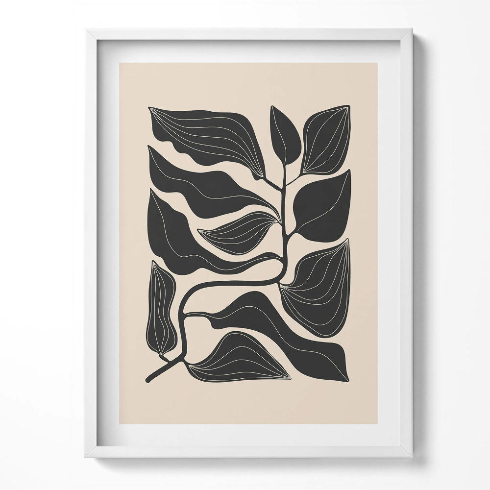 Obraz w ramce Minimalistyczna ilustracja liści rośliny