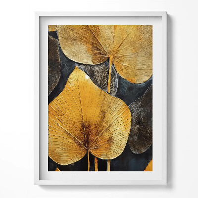 Obraz w ramce Złote liście glamour