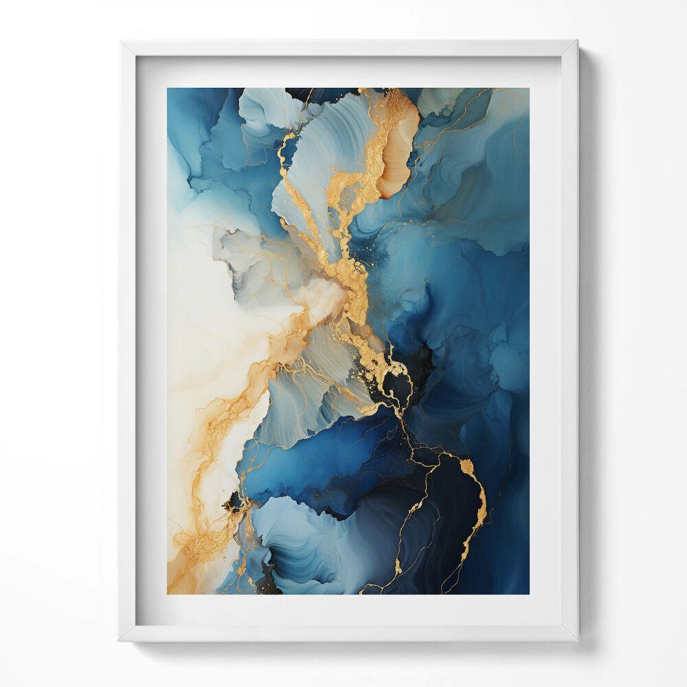 Obraz w ramce Płynna abstrakcja ze złotem