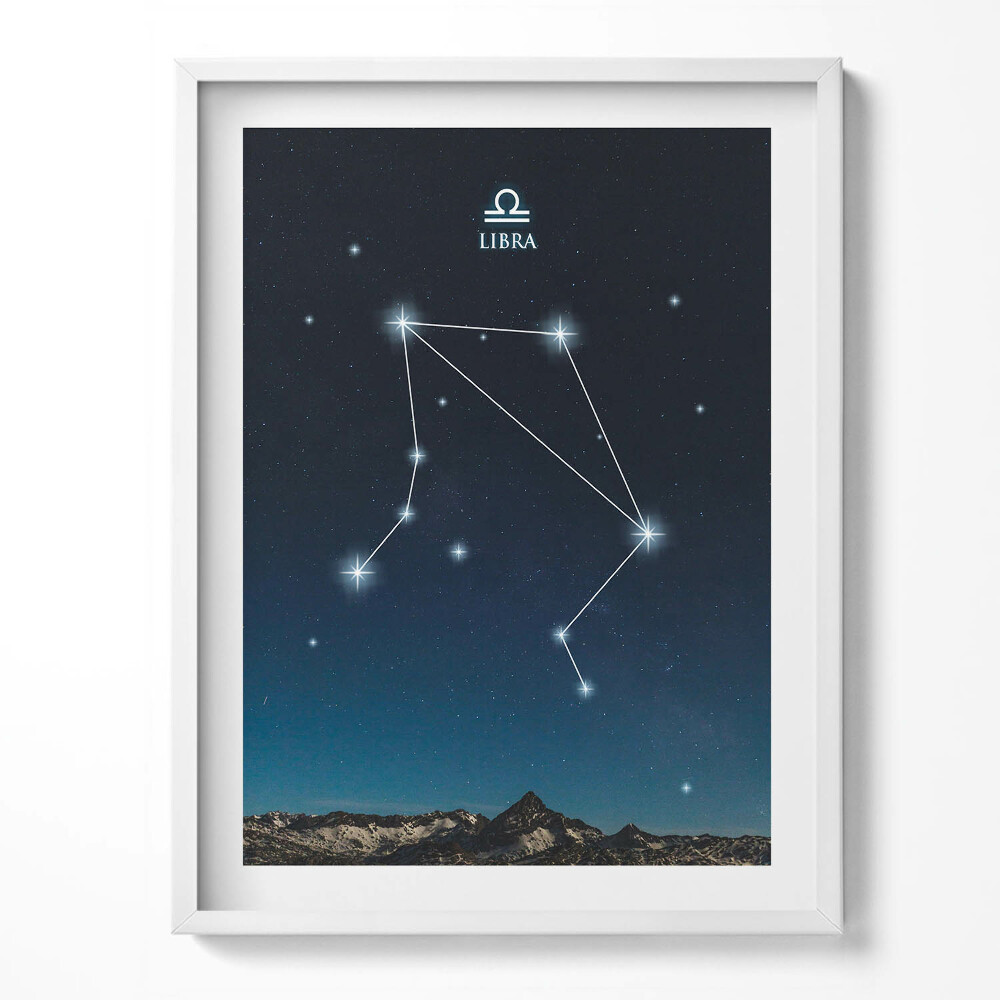 Obraz w ramce Gwiazdozbiór zodiak waga