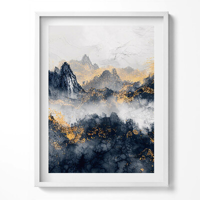 Obraz w ramce Abstrakcyjny pejzaż gór pośród chmur