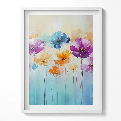 Obraz w ramce Malowane kolorowe kwiaty