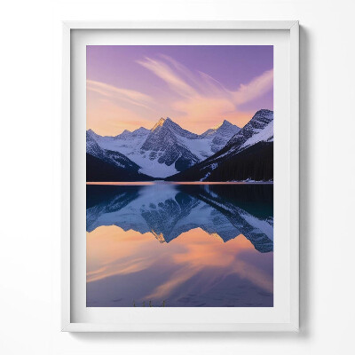 Obraz w ramce Pejzaż gór i jeziora wieczorem