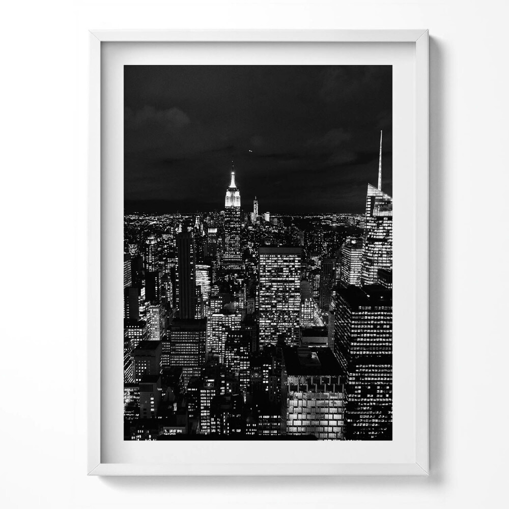 Obraz w ramce Czarno-biały pejzaż miasta nocą