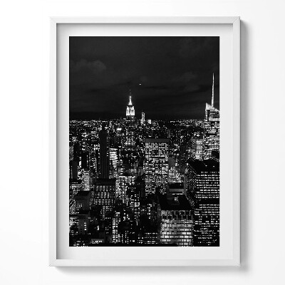 Obraz w ramce Czarno-biały pejzaż miasta nocą