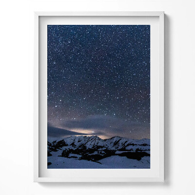 Obraz w ramce Gwiazdy nocą na niebie w górach