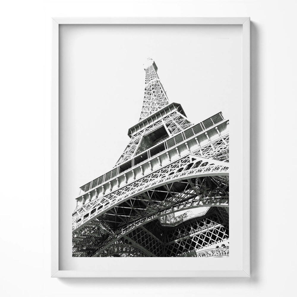 Obraz w ramce Czarno-biała Wieża Eiffle w Paryżu