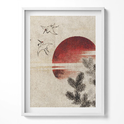 Obraz w ramce Japońska sztuka zachodzące słońce