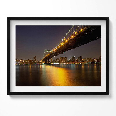 Obraz z ramką Oświetlony Most Brookliński w Nowym Yorku