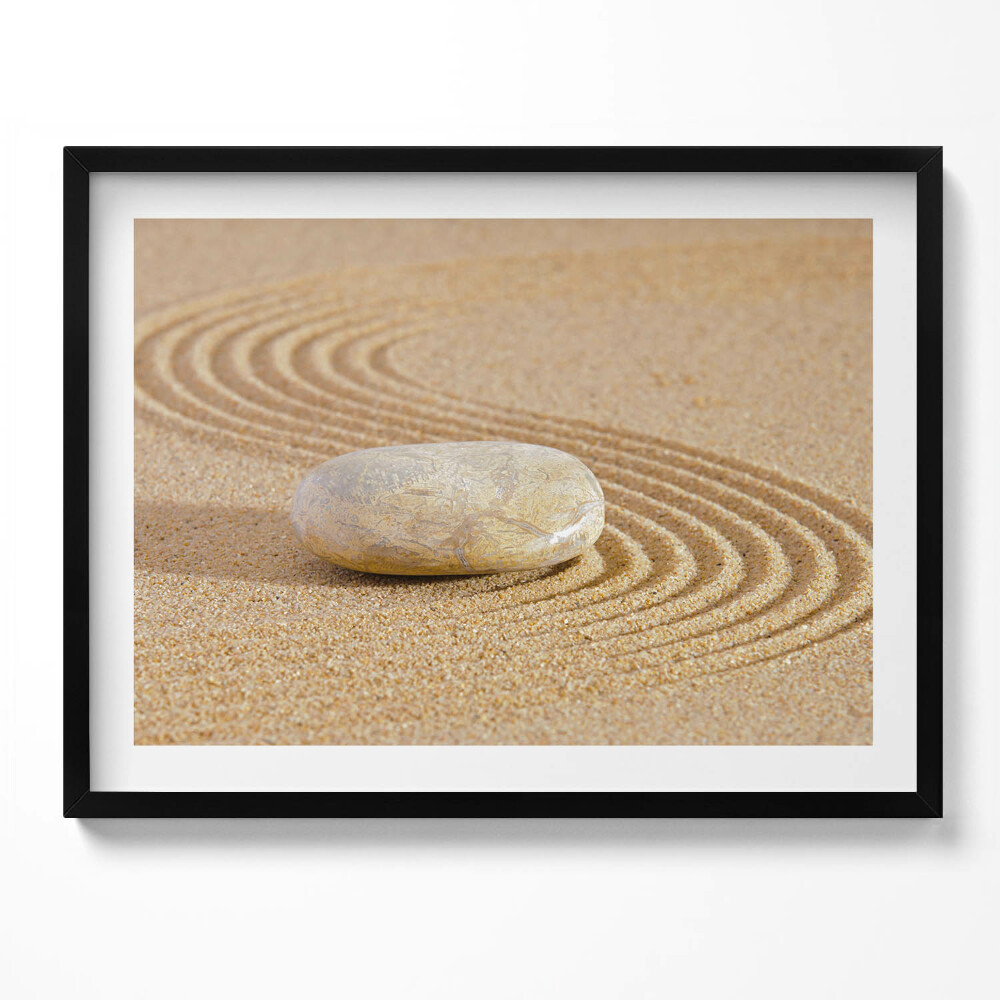 Obraz z ramką Samotny kamień na piasku - zen