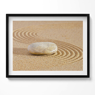 Obraz z ramką Samotny kamień na piasku - zen