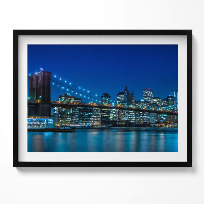 Obraz z ramką Most Brookliński wieczorem - Nowy York