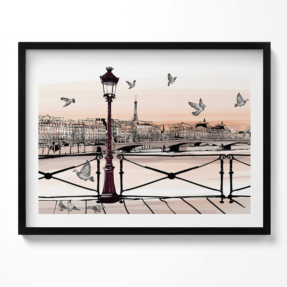 Obraz z ramką Zachód słońca nad Sekwaną