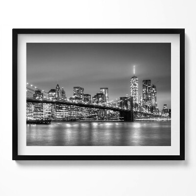 Obraz z ramką Nowy Jork Brooklyn Bridge nocą