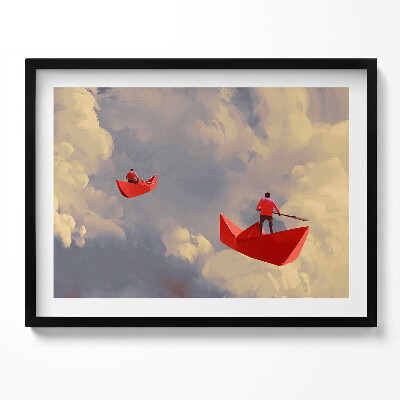 Obraz z ramką Podróż papierowymi statkami