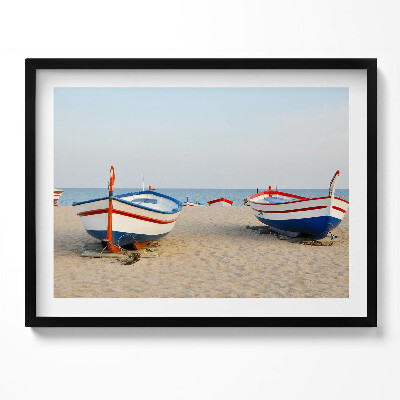 Obraz z ramką Łodzie na plaży