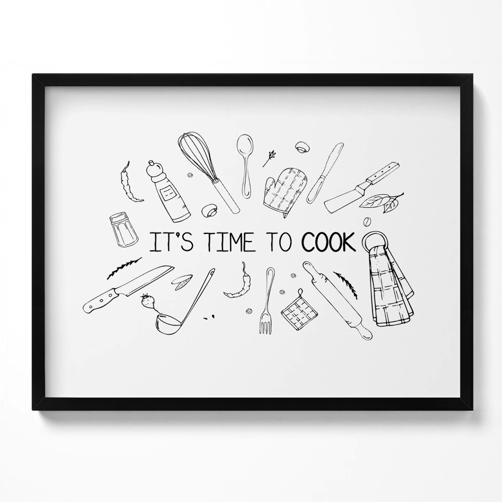Obraz z ramką It's time to cook - napis kuchenny