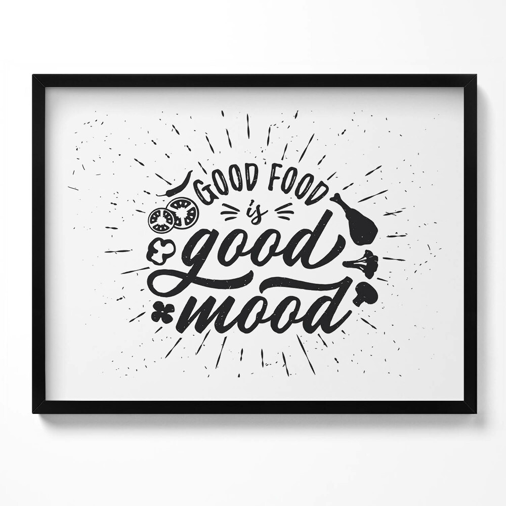 Obraz z ramką Good food is good mood - napis do kuchni