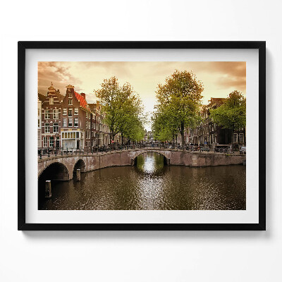 Obraz z ramką Amsterdamskie kanały wewnątrz miasta