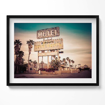 Obraz z ramką Przydrożny znak motelu USA