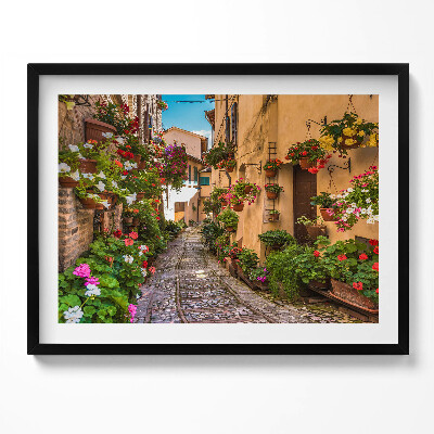 Obraz z ramką Ulica kwiatowa w mieście Umbrii