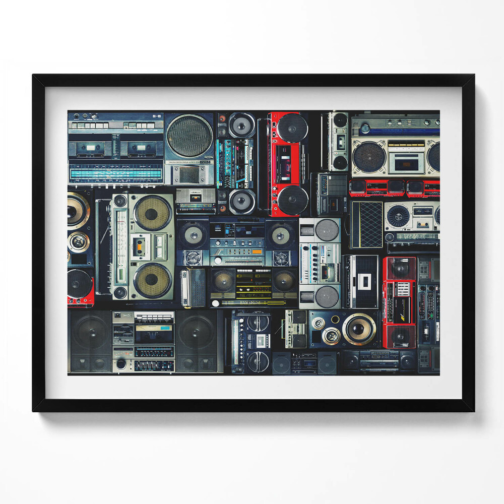 Obraz z ramką Muzyka - boombox Vintage