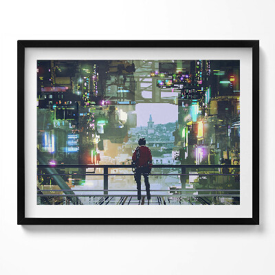 Obraz z ramką Miasto Cyber Punk
