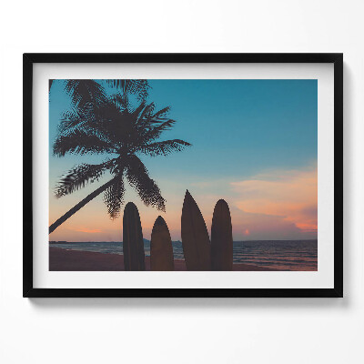 Obraz z ramką Surfing na tropikalnej plaży