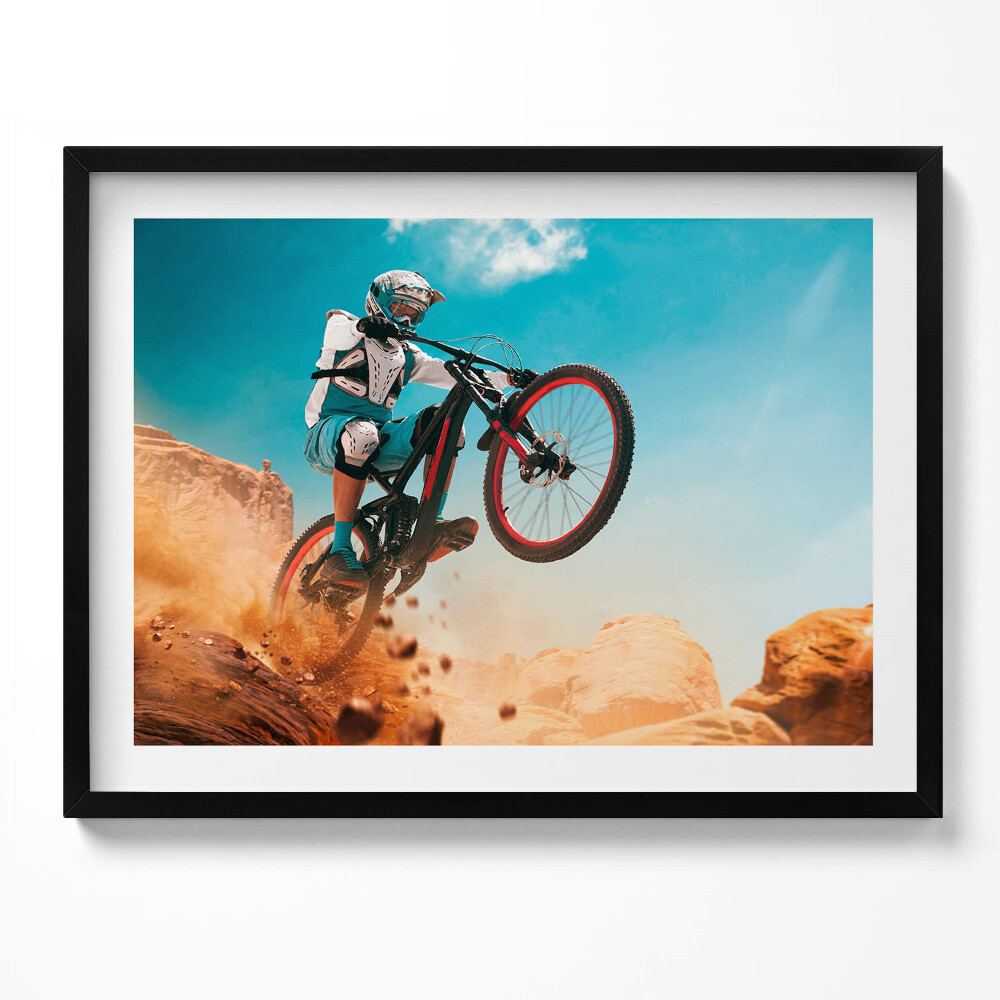 Obraz z ramką Jazda motocyklem po pustyni