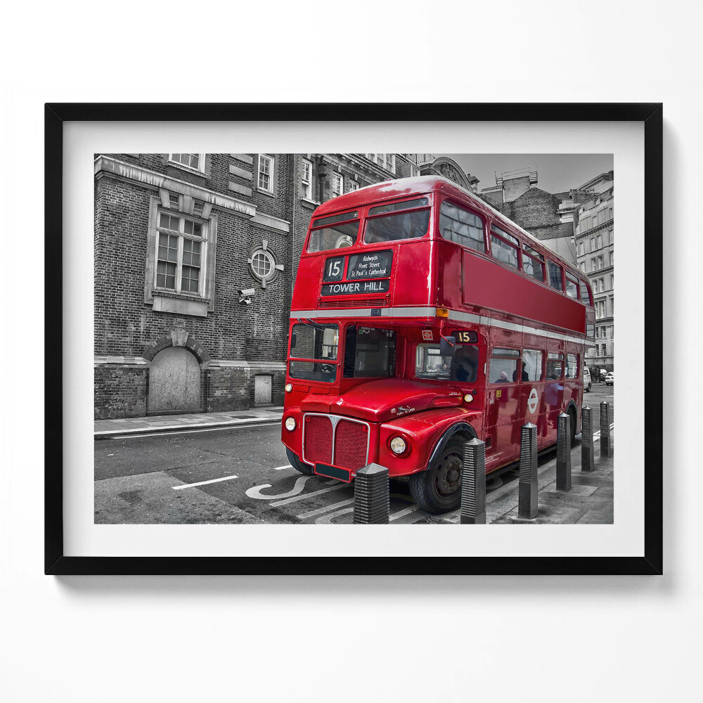Obraz z ramką Czerwony piętrowy autobus