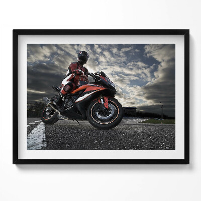 Obraz z ramką Mężczyzna na motorze