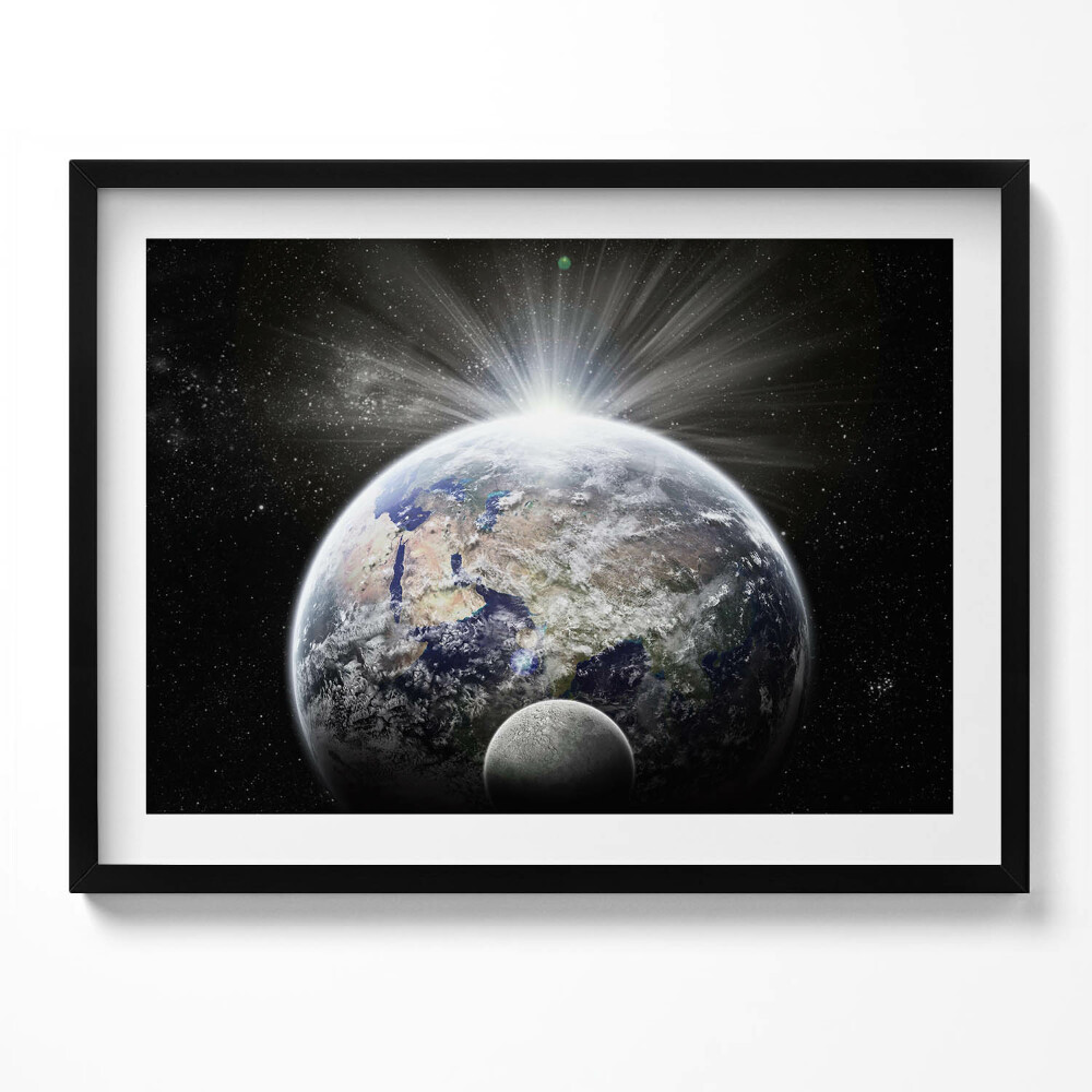 Obraz z ramką Widok Ziemi i Księżyca