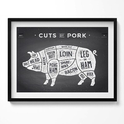 Obraz z ramką Świnia - plakat rzeźnika wieprzowina