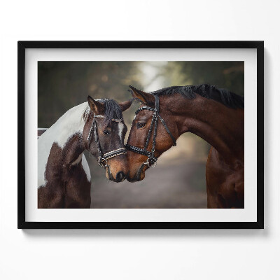 Obraz z ramką Portret koni w lesie