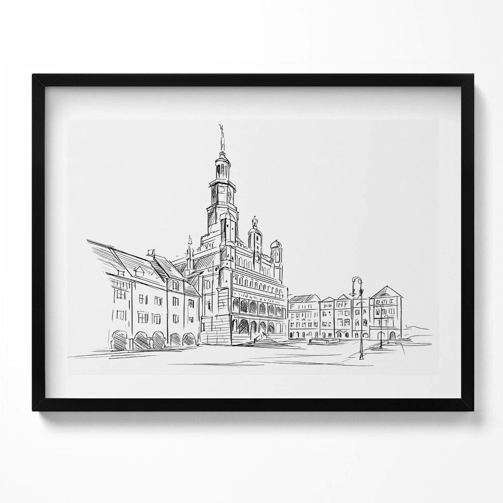 Obraz z ramką Poznań szkic starego miasta