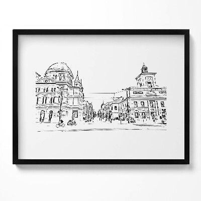 Obraz z ramką Poznań ilustracja starego miasta