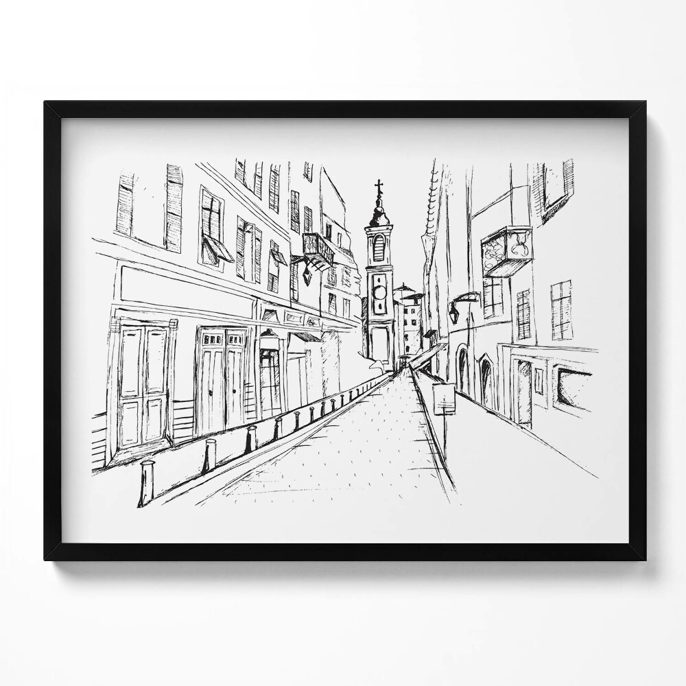 Obraz z ramką Rysunek miasta Prowansja