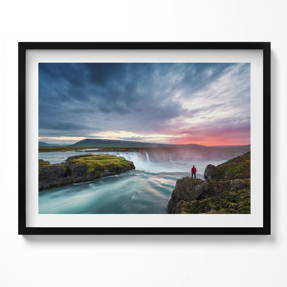 Obraz z ramką Krajobraz z wodospadem Godafoss
