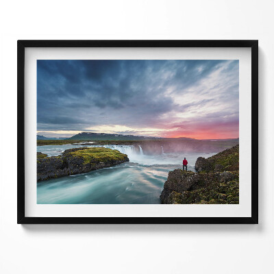 Obraz z ramką Krajobraz z wodospadem Godafoss