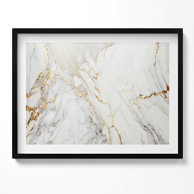 Obraz z ramką Jasny marmur ze złotem