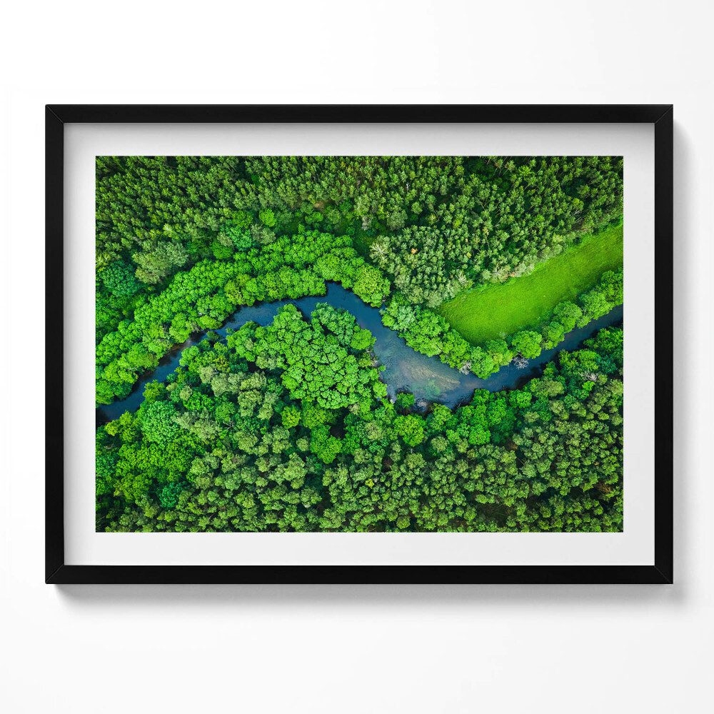 Obraz z ramką Las i rzeka z lotu ptaka