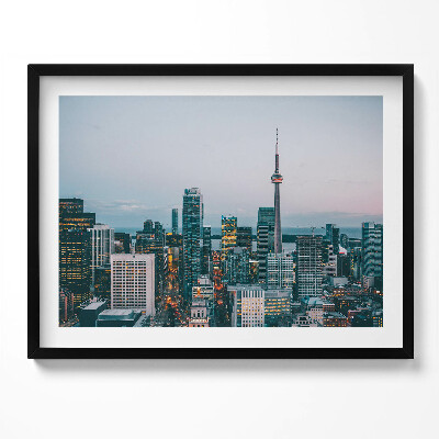 Obraz z ramką Panorama miasta wieczorem